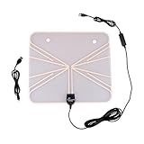 Indoor Outdoor HOME HDTV Digital TV Tuner with USB Power AMP ISDB ATSC DVBT VHF UHF Ultra-Thin TV Antenna Aerial Cable50 Mile Range by HitCar