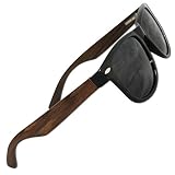Eye Love Polarized Sunglasses for Men & Women | Glare-Free | 100% UV Blocking (100% Real Ebony Wood Sides w/Unbreakable TR90 Plastic Front)