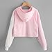 Keepfit Women Patchwork Hoodie Sweatshirt Crop Tops Jumper Hooded Pullover Blouse