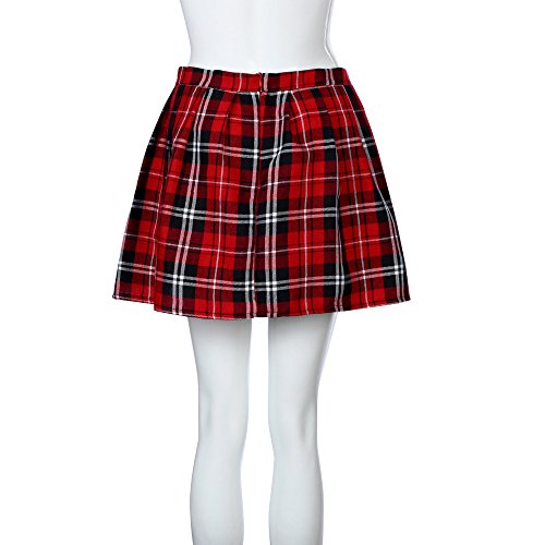 Women's Plaid Skirt School Uniform Pleated Flare ALine Casual Mini