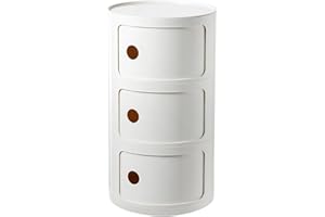 Small Round Side Table, Small Bathroom Cabinet, Round Nightstand with Drawers, Small Bedside Table with Storage, Unique End T
