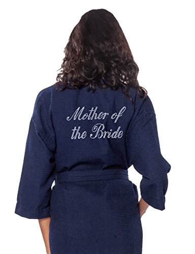 Waffle Thigh Length Kimono Rhinestone Mother of The Bride Robe