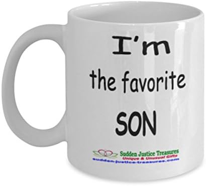 I'm The Favorite Son White Mug Unique Birthday, Special Or Funny Occasion Gift. Best 11 Oz Ceramic Novelty Cup for Coffee, Tea, Hot Chocolate Or Toddy