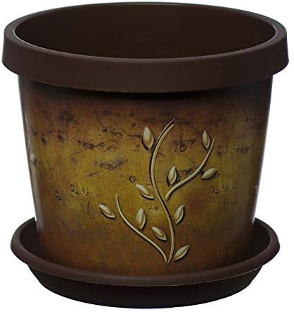 Home Garden Ornaments Keramo Plant Pots Indoor 22cm Diameter – House Plant Pot and Saucer with Original Terracotta Branch – Flower Pots Outside with Plant Saucer (Ø22cm, Terracotta Branch)