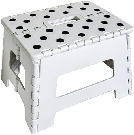 ORGALIF Heavy Duty Folding Step Stool with Anti Slip Dots and Strong Support Ladder for Adults and Kids (White)