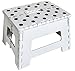 ORGALIF Heavy Duty Folding Step Stool with Anti Slip Dots and Strong Support Ladder for Adults and Kids (White)