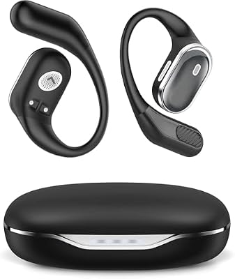 Auscultadores abertos sem fios com Bluetooth 5.4, 50 horas de autonomia de bateria, som estéreo e cancelamento de ruído ENC; Auriculares à prova de água (IPX7) com gancho desportivo ergonómico