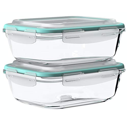Vallo Large Glass Food Storage Container with Snap Lock Lids for