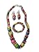 Plastic Bead Jewelry Set for Little Girls | Multicolor beaded flower necklace, bracelet, and earring set | Play Jewelry | 16 inches