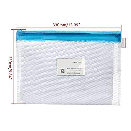 Zipper File Bags,izBuy 6Pcs A4 Size Zipper Water-Resistant PP Document Bags with Label Pocket Organizer for Term Papers,Document,Newspapers,Business Receipts,Magazines Storage