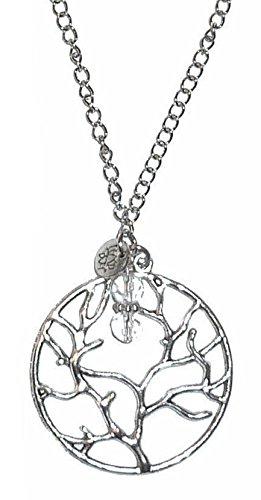 Rear View Mirror Car Charm Ornament, Sun Catcher, Hanging Pendant, Stainless Steel Chain. Comes in a Gift Bag (Tree of Life)