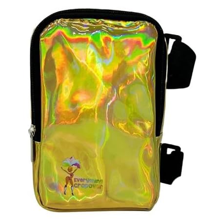 Holographic Thigh Bag | Leg Harness for Women | Outdoor Waist Pouch | Carnival Hiking Travel Fanny Pack with Adjustable Straps | Gold