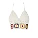 Sannysis Women Knit Lace Bra Beach Halter Crop Top Cami Tank (White)