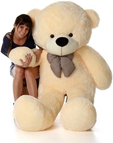Amazon.com: Muñeco de peluche de 6 pies, tamaño real, oso color crema vainilla, cara sonriente, suave y abrazable: Toys \u0026 Games