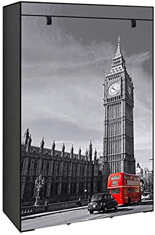 Simple Wardrobe Sliding Doors Down Assembled Nonwoven Storage Cabinet Creative Painting Clothing Closet for Home Furniture (Big Ben)