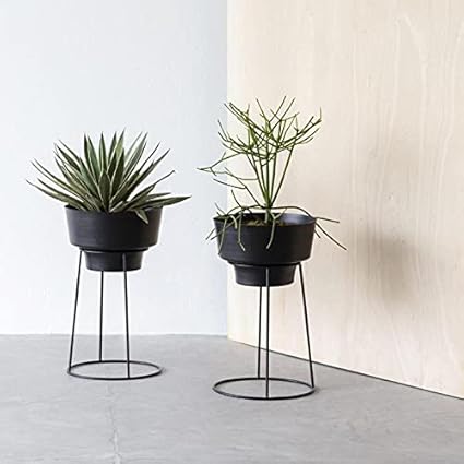 HOMEROX Metal Planter Black and Black Pot with Stand indor outdor Planter Set Off 2