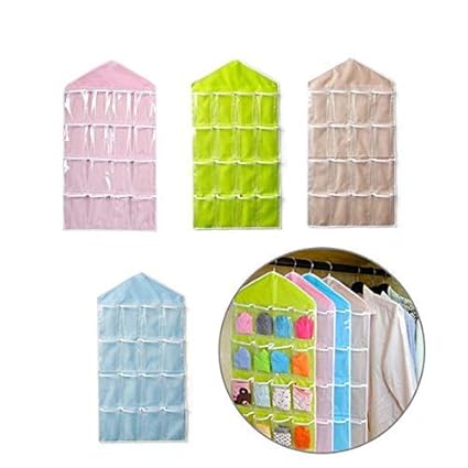 Mezons Wall Hanging 16 Pockets Socks/Bra/Underwear Storage Bag - Multi Color