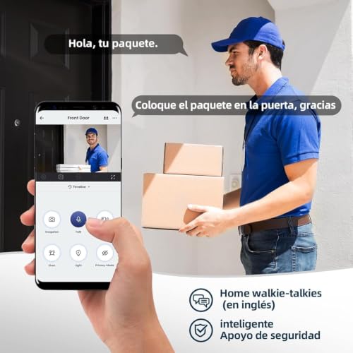 Genérico Videotimbre Inalámbrico WiFi 2,4 GHz con Cámara HD 1080P, Visión Nocturna, Audio Bidireccional, Control Desde App Móvil, Montaje Sencillo Sin Cableado