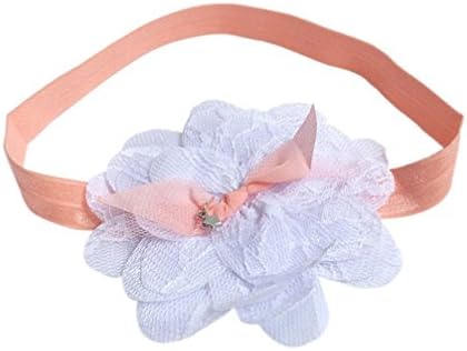 EKIMI Kid Baby Girls Princess Lace Gauze Rose Flower Headbands (white)