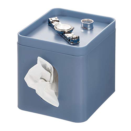 InterDesign Cade Facial Tissue Cover, Boutique Box Bathroom Holder for Vanity, Countertops, Desk, Office, Dorm, Dusty Blue - Thumbnail 6