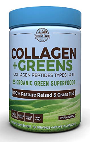 Country Farms Collagen + Greens Dietary Supplement, Energizing Superfoods, 10.6 oz, 30 Servings