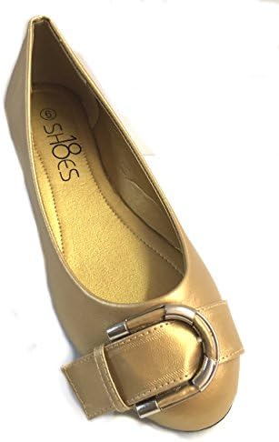 Emuna Womens Faux Leather Ballerina Ballet Flats Shoes W/Buckle 4 Colors