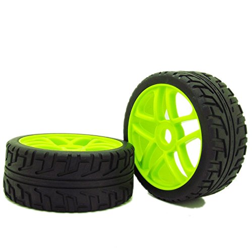 1:8 Off-Road RC Car Buggy 17mm Hub Wheel Rims and Tires H Thread Pattern Green Pack of 4