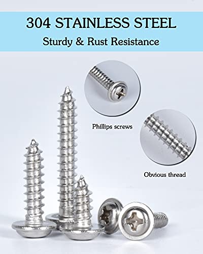 220pcs M3 M4 M5 Selbstschneidende Schrauben Set 304 Edelstahl Cross Drive Linsenkopf Holzschrauben Sortiment Kit mit… – Bild 5