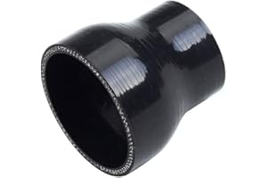 AotoKoop ID 2.5" to 3" (64mm to 76mm) Straight Reducer Coupler, Length 3" (76mm), 4-Ply High Performance Silicone Coupler, Black