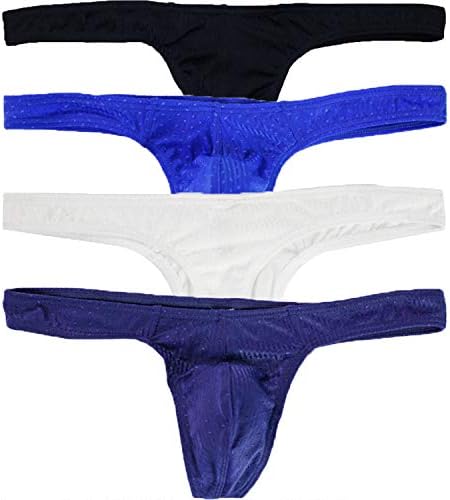 GuangmingXi Men's Thong Underwear G-String Panties Basic Mini Tanga Briefs 4 Pack