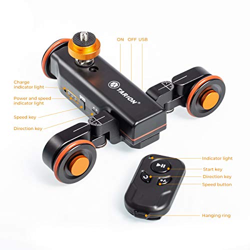 TARION Y5D Autodolly Electric Slider Motorized Pulley Car Cine Dollies Rolling Skater with Wireless Remote for DLSR Camera Video Camcorder Smart Phone