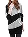 Allegra K Ladies Colorblock Striped Design Long Batwing Sleeve Loose Fit Shirt Black