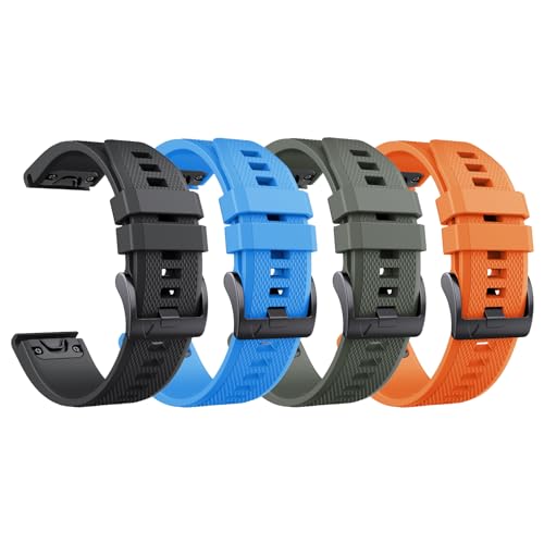 NotoCity Garmin Fenix 5/6/6 pro/7, 22mm Silicone Strap for Garmin Fenix 5 Plus/8 47mm/7 Pro, Instinct/2, Forerunner 935/945, Epix 2, Descent G1, Approach S60, Quatix 5(4 Pack)