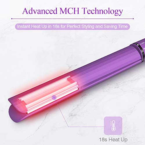 Ovonni 2 in 1 Hair Straightener & Curler, Dual Voltage 1 Inch Ceramic Tourmaline Ionic Flat Iron, Professional Instant Heat Up Rotating Adjustable Temperature Curling Iron Straightener (Purple) - Thumbnail 5