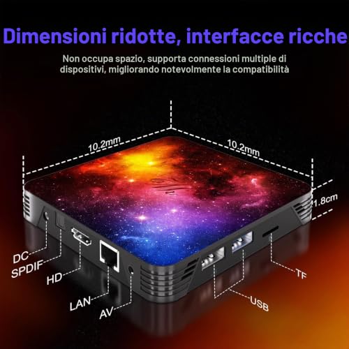 Android TV 14, 4GB RAM 128GB ROM Mali-G31, WiFi 2.4G & 5G, Bluetooth 4.2, 4K UHD 3D, USB & HDMI Ports, Mini Keyboard and IPTV Support