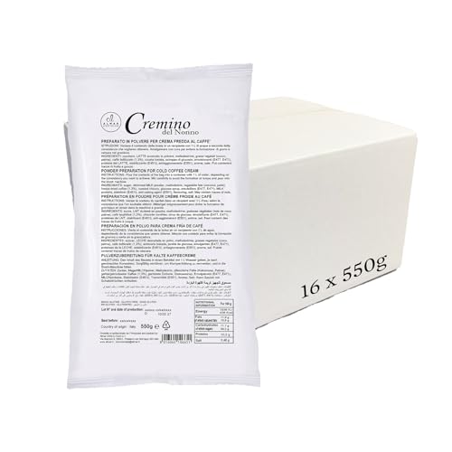 ALMAR - Cremino del Nonno, Crema Caffè Fredda Granitore, Preparazione con Acqua, Dessert Estivo Cremoso, Perfetto per Bar e Locali, Senza Glutine, Made in Italy, Offerta Risparmio, 16 Buste da 550g