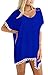 Adreamly Women's Pom Pom Trim Kaftan Chiffon Swimwear Bathing Suit Beach Cover Up Royal Blue Medium