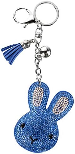 1 Set Crystal Silver Rabbit Leather Tassel Keychains DIY Pendants Girls Keys Hooks Strap Key Fob Sumptuous Popular Pocket Bag Car Keyring