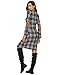 Halife Womens Plaid Striped Swing Tunic Dress Long Sleeve T-Shirt Dress w/Pockets