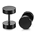 Stainless Steel Mens Womens Stud Earrings Set Ear Piercing Plugs Tunnel Punk Style (1pair Black)