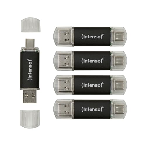 Intenso Twist Line Dual USB-Stick 5X 32GB - Super Speed USB 3.2 Gen 1x1 mit bis zu 70 MB/s, USB-C und USB-A, Anthrazit