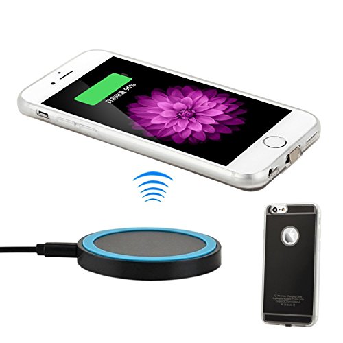 QI Wireless Charger Kit for iPhone 6 Plus and iPhone 6S Plus, Including Wireless Receiver Case and Qi Wireless Charging Pad (TPU black)