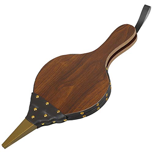 Z-Color 1PCS Brown Wood Fireplace Bellows 17" x 7.5" Outdoor Cooking Fan Air Blower