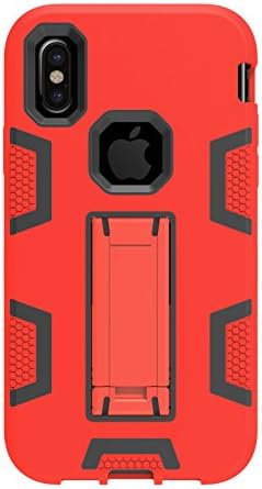 iPhone X Case - UNOTECH Heavy Duty Protective Case Full Body Shock Proof Case Cover [3 in 1] Hard Shell for iPhone X 5.8 Inch, Red Grey