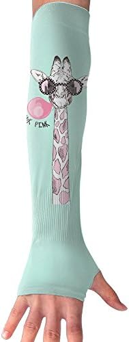 Mossey Raymond Sunblock Cooler Protective Sports Gloves Running Golf Cycling Basketball Driving Fishing - 1 Pair, Giraffe Think Pink, Teal