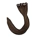 Full Shine Human Hair Clip in Extensions 14 Inch Brown Clip in Hair Extensions Real Human Hair Straight Medium Brown Hair Extensions for Women 7 Pcs 120 G