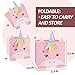 Chener Unicorn Toy Storage Bins, Plush Toy Box for Kids Smell Free Velvet Cube Organizer Collapsible Toy Storage Basket Cubes for Girls 12.6 in Washable Cube Storage Chests for Baby Nursery Room-Pink