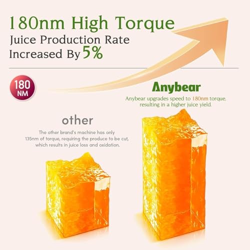 Anybear Cold Press Juicer, 200W Slow Masticating Juicer 4.3" Large Feed Chute Fit Whole Fruits Vegetables | Upgraded Auger | Tritan Materials | BPA Free | Easy to Clean with Brush (Silver Gray)
