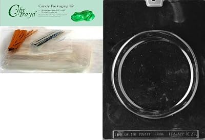 Cybrtrayd Mdk50-K076 Pizza Kids Chocolate Candy Mold with Packaging Bundle, Includes 50 Cello Bags, 25 Gold and 25 Silver Twist Ties and Chocolate Molding Instructions
