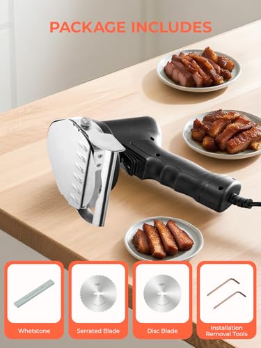 FOHERE Kebab Kebab Cutter, 80 W Turkish Kebab Knife with 2 Blades, Electric Shawarma Knife, 10 cm Blade Diameter for Restaurant, 304 Stainless Steel
